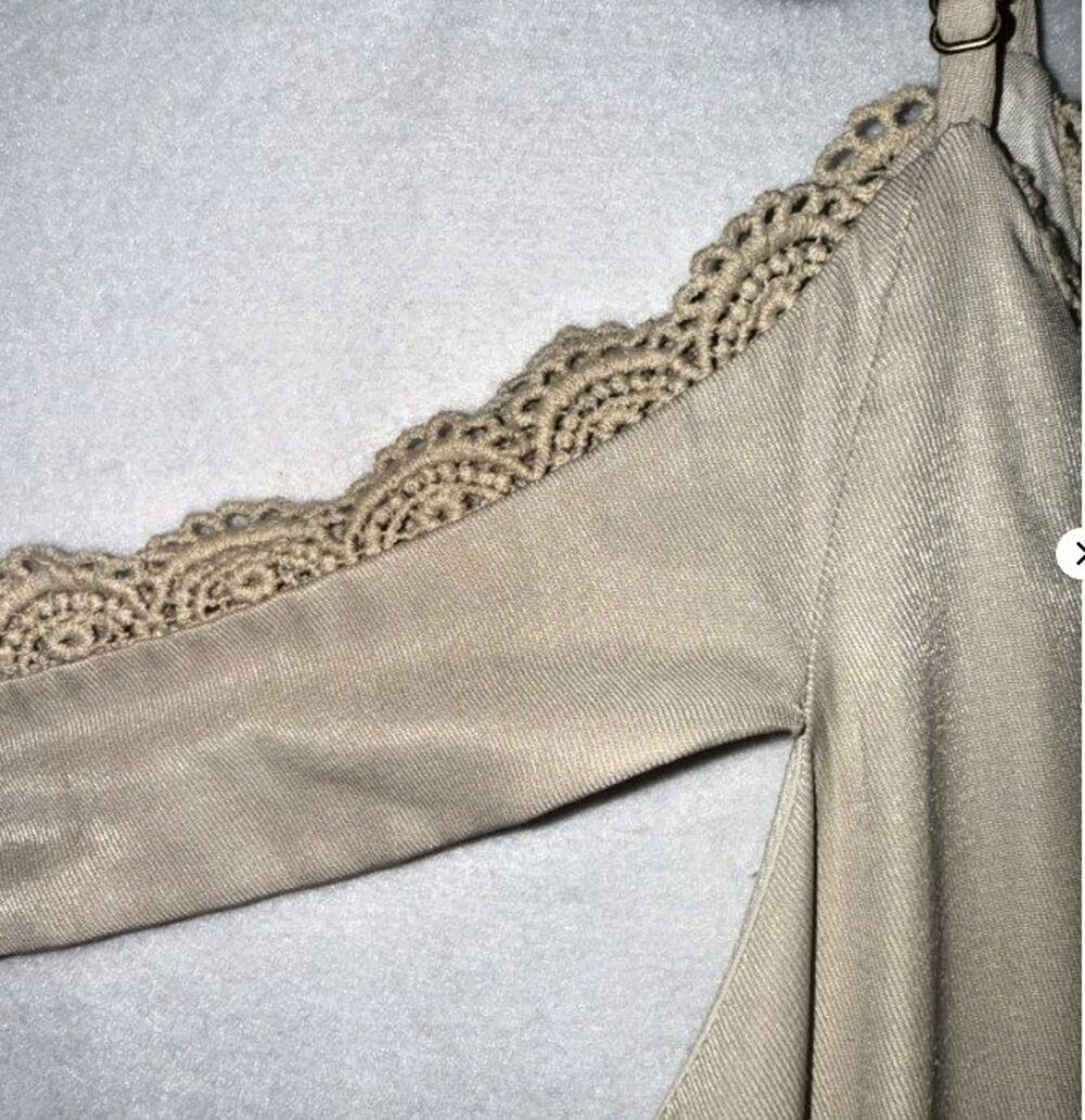 MIAJOY Prairie Maxi Dress Woman's SM Lace Peasant Boho CottageCore Western Beige - Picture 8 of 12